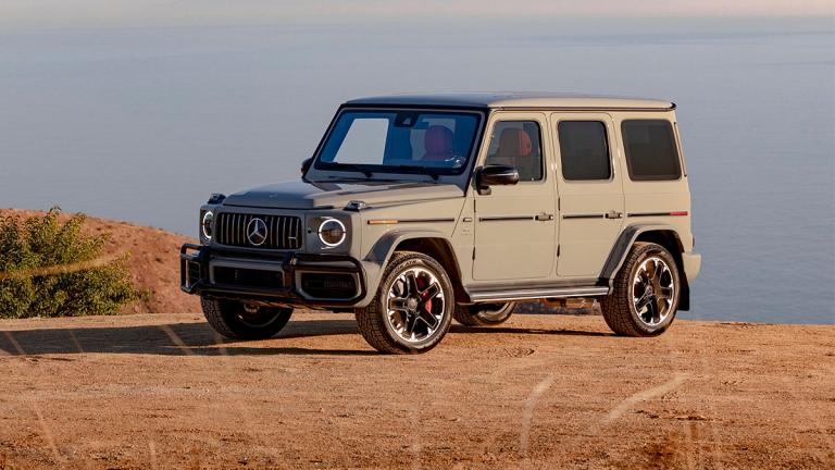 2024 Mercedes Benz G Class parked in a desert.